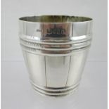 WILLIAM WRANGHAM WILLIAMS A VICTORIAN SILVER DRINKING CUP OR BEAKER of bound barrel form, with