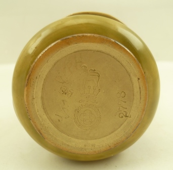 A ROYAL DOULTON STONEWARE SUGAR CASTER of tapering cylindrical form, with tube lined stylised floral - Image 4 of 4