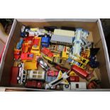 A BOX OF ASSORTED DIE-CAST TOYS including; Corgi Toys Land Rover, Pinder John Richards Circus