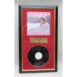 A PRESENTATION SIGNED ALBUM JULIE ANDREWS 'LOVE JULIE', 1987, mounted within a frame and glazed with