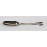 A GEORGE I SILVER MARROW SCOOP, the Hanoverian handle engraved "IB, MW, AH", with a rat tail to