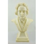 A RESIN BUST OF BEETHOVEN, 28cm high