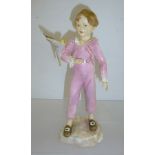 A ROYAL WORCESTER BONE CHINA FIGURINE "Parakeet", 3087 in pink costume, modelled by F. Doughty, 17.