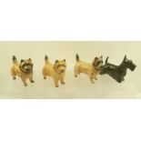 THREE BESWICK MODELS OF CAIRN TERRIERS, two in gloss finish, one in matt, together with a BESWICK