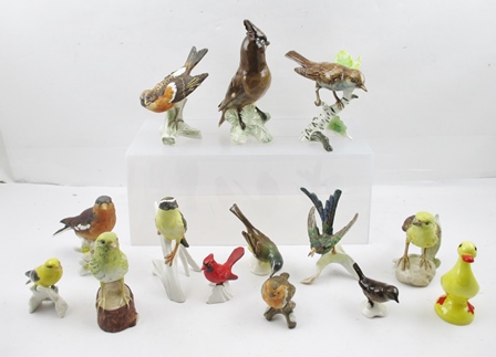 A GOEBEL WAXWING PORCELAIN BIRD together with a collection of Goebel birds (14)