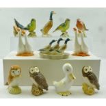 A COLLECTION OF TWELVE BESWICK CERAMIC BIRD MODELS including owls and geese