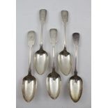 MARY CHAWNER A SET OF FOUR WILLIAM IV SILVER TABLE OR SOUP SPOONS, fiddle pattern, London 1836,