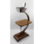 AN ART DECO OAK SMOKER'S COMPANION with chrome plated mounts, height to top tier 65cm