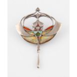 A Pat Cheney Scottish silver and enamel brooch, the Art Nouveau style design featuring green and