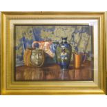 GEORGE COOPER. Pair of framed, signed, watercolours on paper, still life studies, one showing