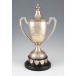An Art Deco silver twin-handled lidded trophy engraved ‘Bournville Working Men’s Social Club The