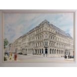 DAVID GRAY. Framed, signed dated 1991, watercolours and ink on paper, 55 Colmore Row, 61cm x 41cm.