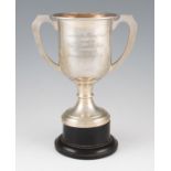 An Art Deco silver twin-handled trophy engraved ‘Bournville Social Club Snooker Championship Cup