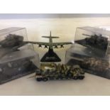 A collection of nine tanks in boxes including 'Jagdpanther (Sd.Kfz.173)', 'Leclerc T5', 'C1 Ariete',