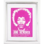 A framed Jimi Hendrix Albuquerque Civic Auditorium - Friday June 19th concert flyer. With