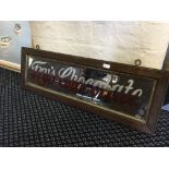 A Fry's Chocolate mirrored advertising sign in oak frame, 22cm x 64.5cm.