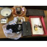 A selection of various coins, post cards, a Kodak camera p, a selection of beaded accessories etc.