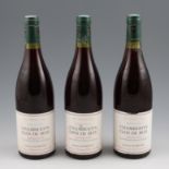 Three bottles of 1983 CHAMBERTIN CLOS DE BÈZE, CLAIR DAU fill level 2cm to cork. Vintage neck labels