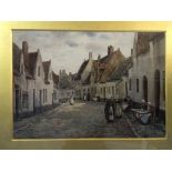 J. W. MILLIKEN, framed, signed, watercolour depicting a Dutch street scene.