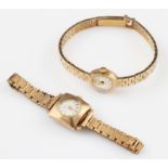 A yellow metal cased Seiko ladies wrist watch, on a 9ct yellow gold bracelet strap, hallmarked