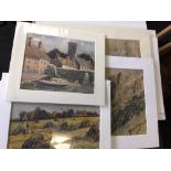 A folder of various watercolours, dated between 1900-1950.