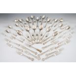 A matched Victorian part canteen of cutlery, comprising of twelve dinner forks, a pair of sugar