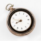 A George Clark, London, verge movement pocket watch, the white enamel dial having hourly Roman