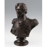 A bronze bust of Nelson, signed to back with 'Fredericks'.
