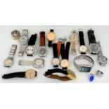 A collection of fifteen wrist watches, to include the names Tissot, Timex, Favre-Leuba, Citizen