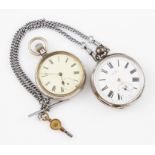 A R. Marsh, Birmingham, key wind open face pocket watch, the white enamel dial having hourly Roman