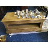 An oak two tier oblong coffee table.