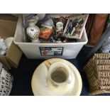 Various items including wash jug and basin. Vase, tea set, lamps, etc.