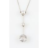 A rock crystal and pearl necklet, the cushion cut rock crystal surmounted by two pearls on knife