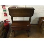 A s,all mahogany drop leaf occasional table and mahogany footstool.