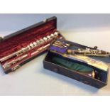 A Romilly student made for Russell Clarke & Co. flute in case with clarinet in case.