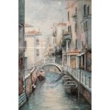 B. CARUIEL. Two framed, mounted, glazed, signed, Venetian gondola scenes, one an original