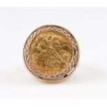 An Elizabeth II 1982 half sovereign, mounted in a 9ct yellow gold ring mount, hallmarked London