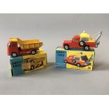 A Corgi 458 E.R.F. model 64G. Earth dumper and 477 Land-Rover breakdown truck, in boxes. (NO