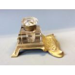 A brass art nouveau style inkwell.