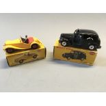 A Dinky 102 M.G. Midget sports and 254 Austin taxi, in boxes. (NO CONDITION REPORT, VIEWING OF LOT
