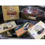 Various boxed diecast model vehicles including Corgi buses, Jaguar X Type Special edition, etc.