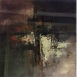 LEVINE. Framed, mounted, glazed, signed, oil on board, modernist composition, titled 'Hidden