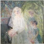 CICELY V. BECK. Framed, signed, dated '1976', oil on canvas, scene of a bride with father, mother,