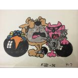 Framed, unsigned, colour markers on paper, cartoon depicting animals, reference to front RXIII-26