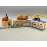 A Dinky 14c Coventry climax fork lift truck, with Dinky Supertoys 571 Coles mobile crane and 972