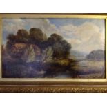 J. BEAN. Framed, signed, oil on canvas, English countryside with figure outside a cottage, figure in
