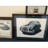 A selection of ten framed car related prints.