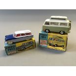 A Corgi 424 Ford Zephyr estate car and Ford Thames 'airborne' caravan, in boxes. (NO CONDITION