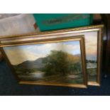Two framed oil on board river scenes, signed P Kilner.