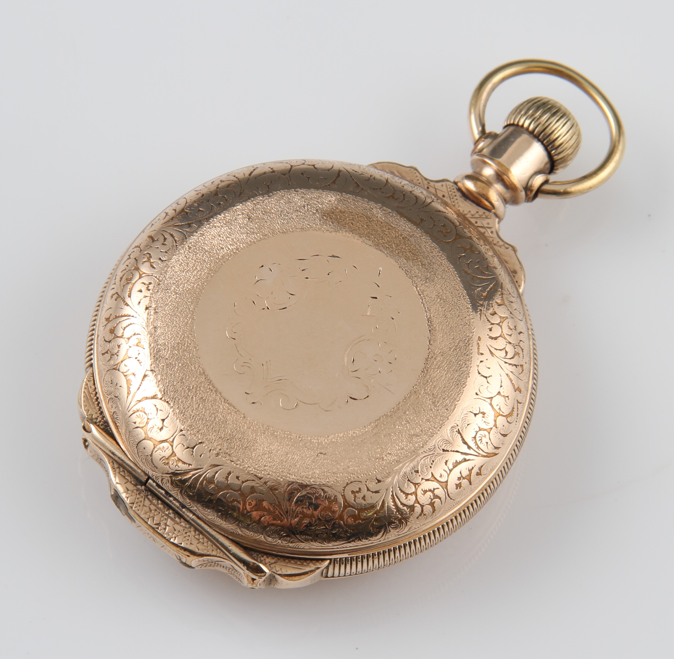 A plated P. S. Bartlett Waltham Watch Co. full hunter crown wind pocket watch, the white enamel dial - Image 2 of 3